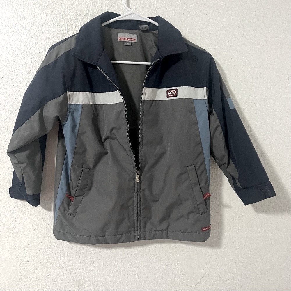 Vintage Quicksilver Kid XL Logo Full Zip Jacket with Pockets Color-block EUC Y2K